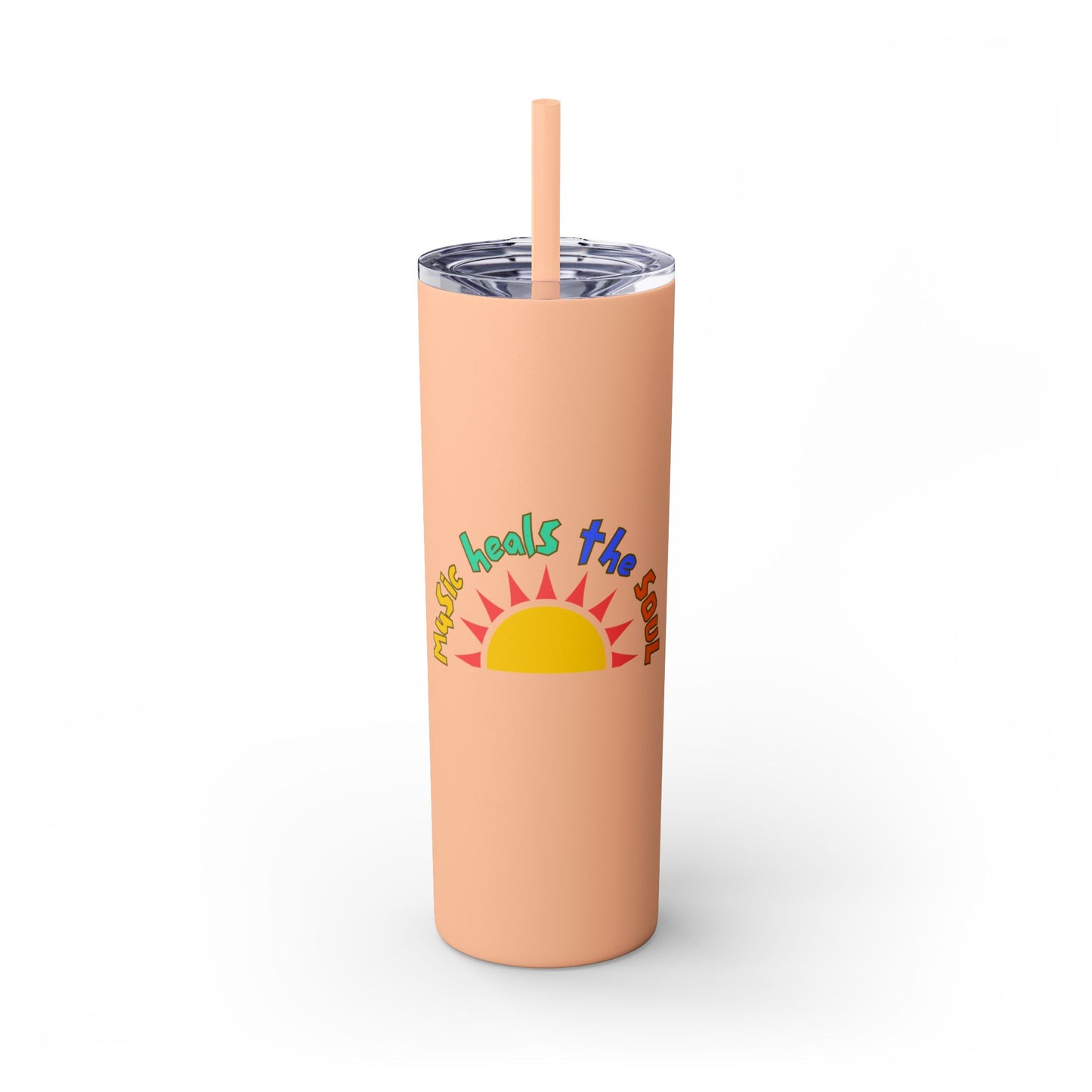 Music Heals The Soul Skinny Tumbler with Straw, 20oz