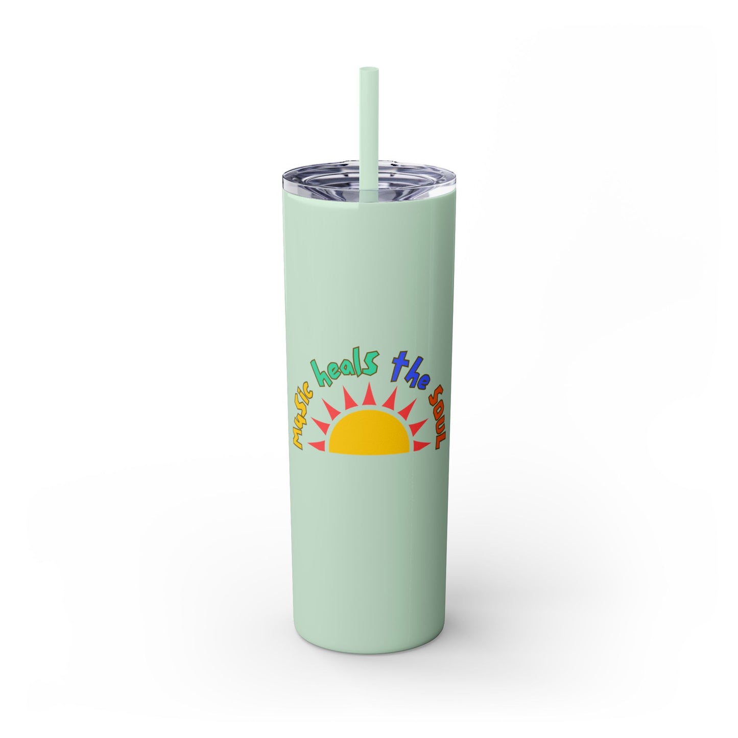 Music Heals The Soul Skinny Tumbler with Straw, 20oz