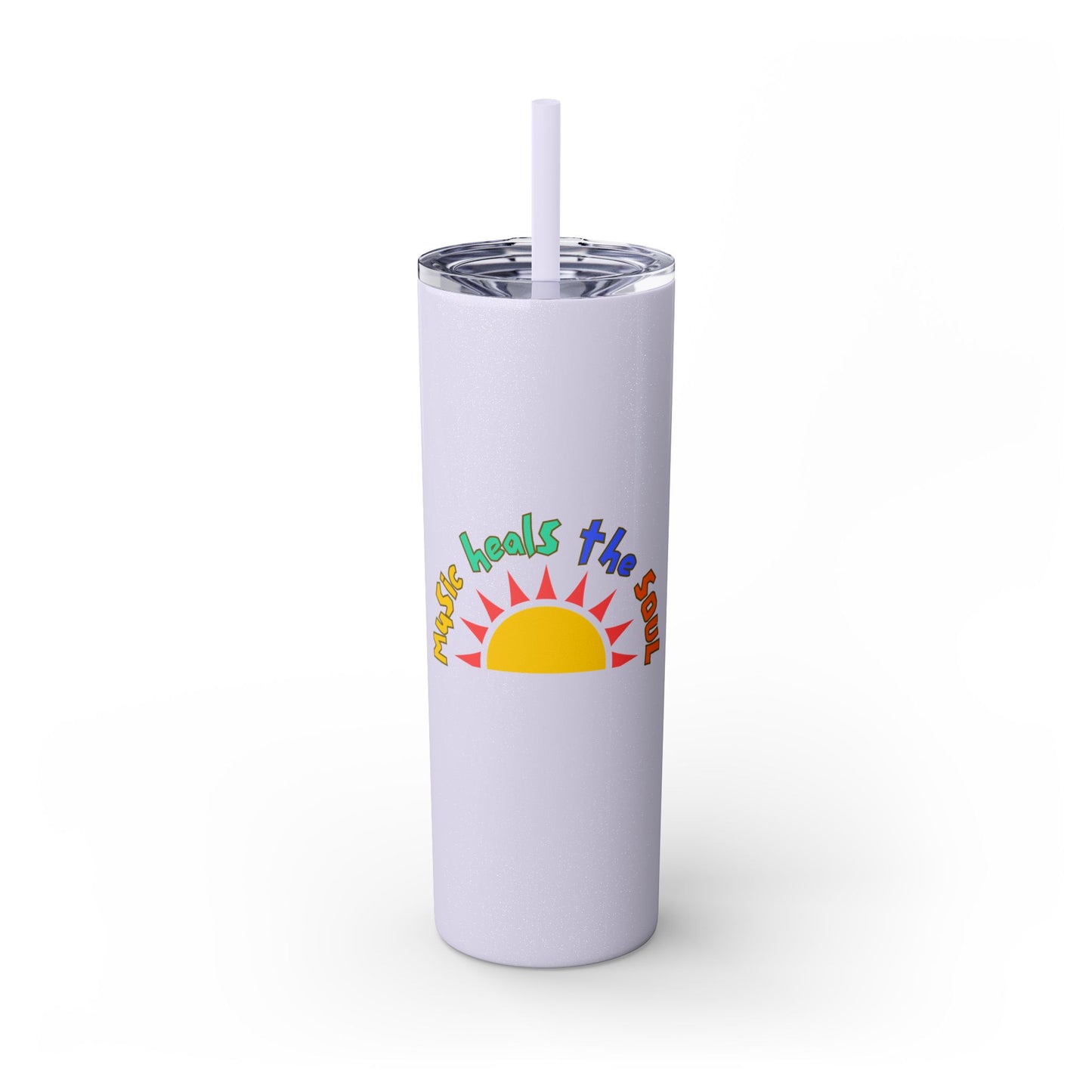 Music Heals The Soul Skinny Tumbler with Straw, 20oz