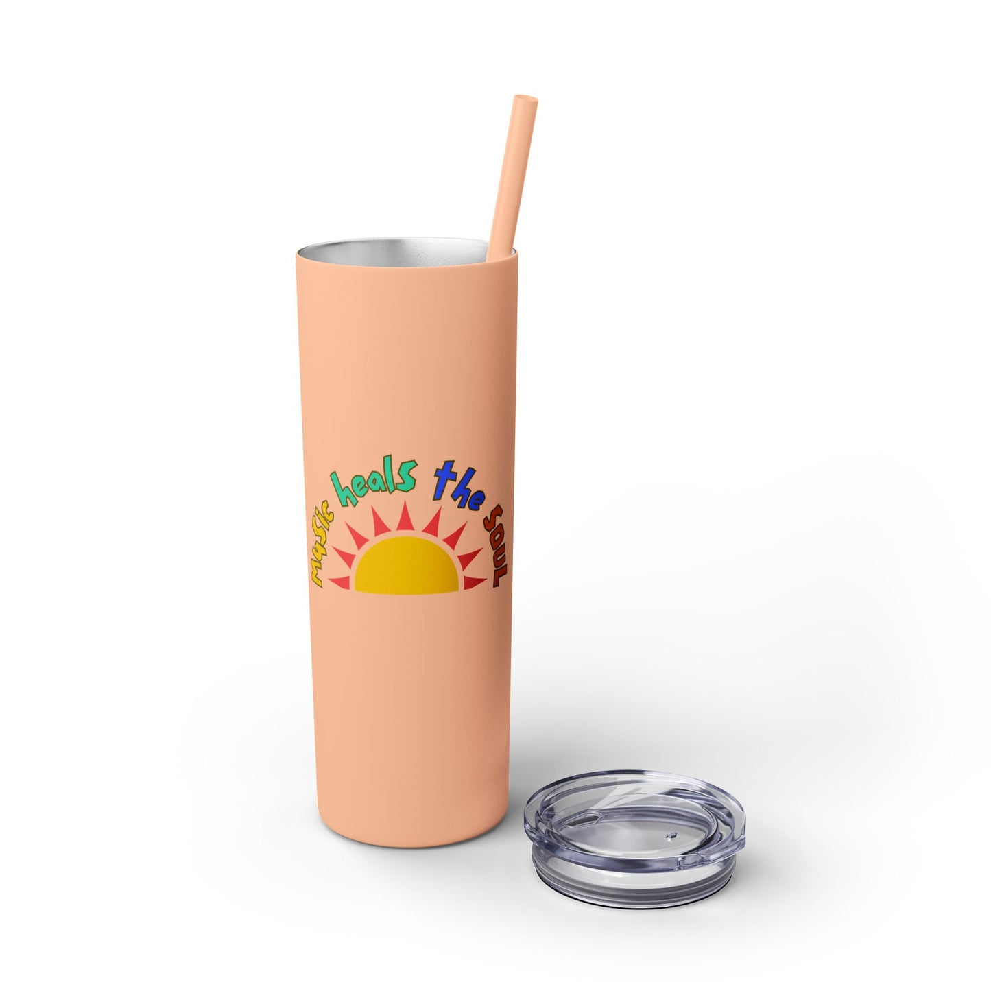 Music Heals The Soul Skinny Tumbler with Straw, 20oz