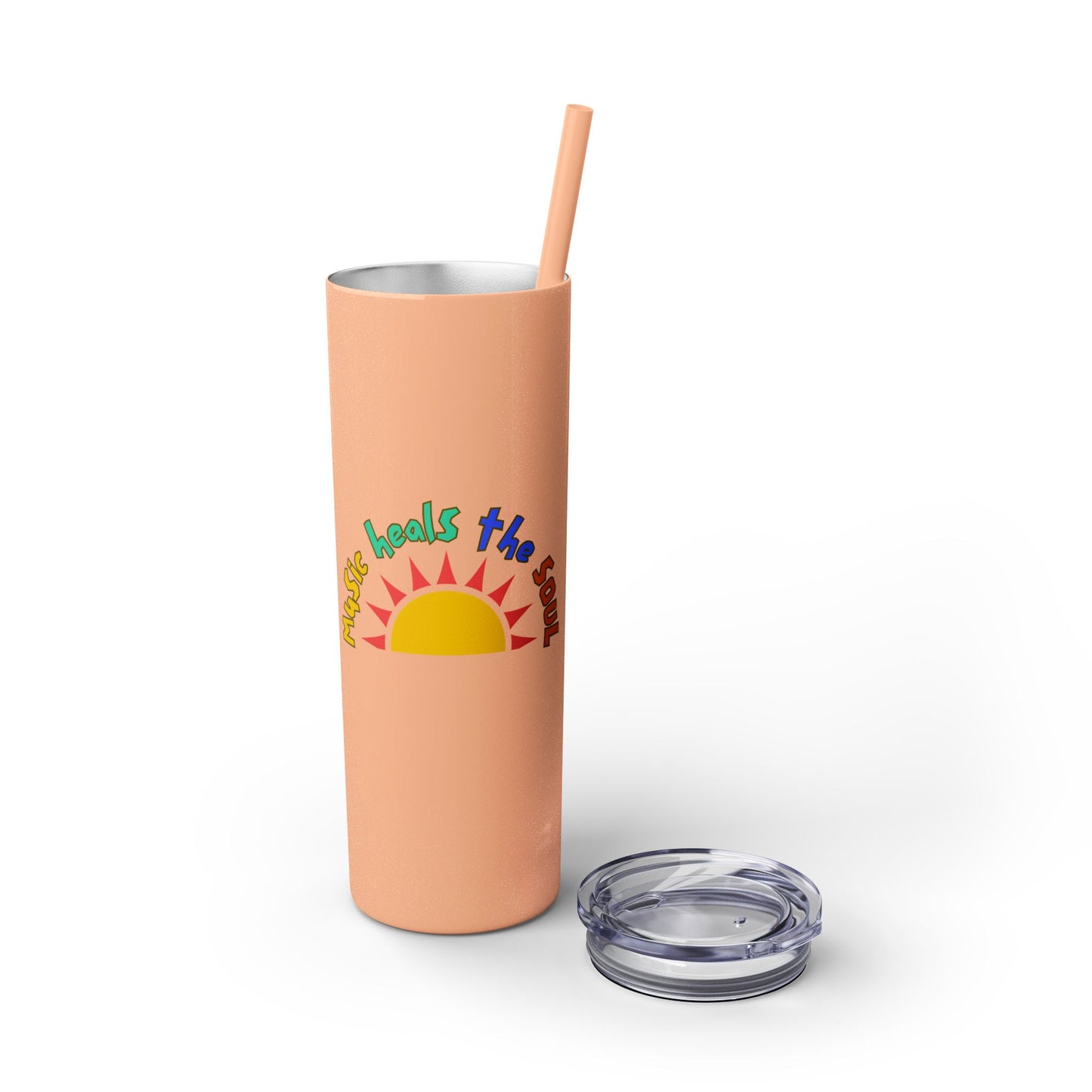 Music Heals The Soul Skinny Tumbler with Straw, 20oz