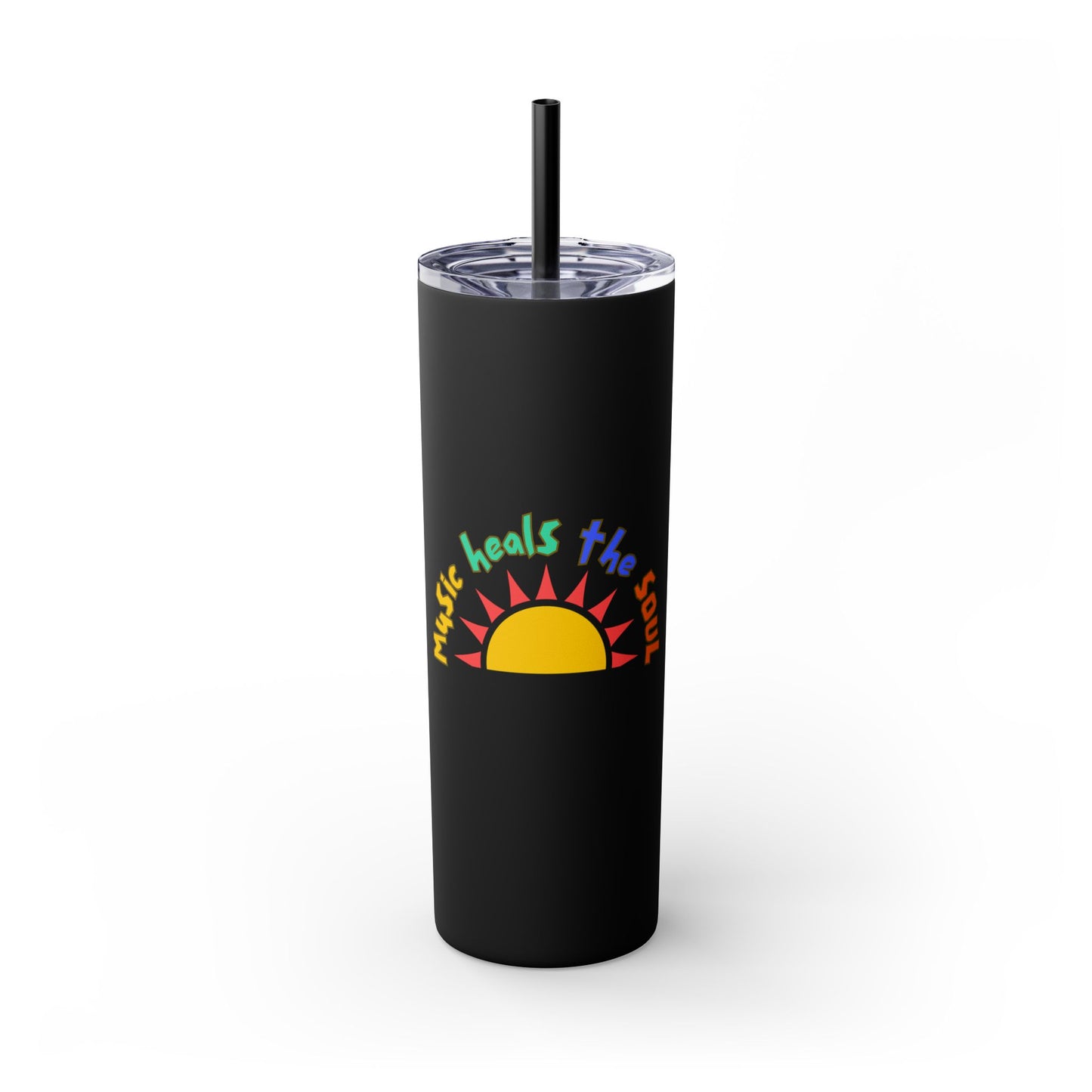 Music Heals The Soul Skinny Tumbler with Straw, 20oz