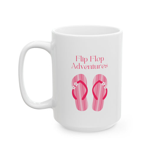 Pink flip Flop Adventures Ceramic Mug, (11oz, 15oz)