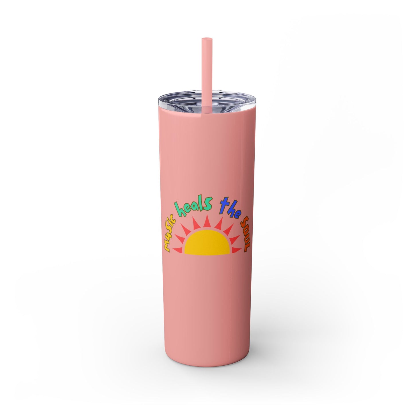 Music Heals The Soul Skinny Tumbler with Straw, 20oz