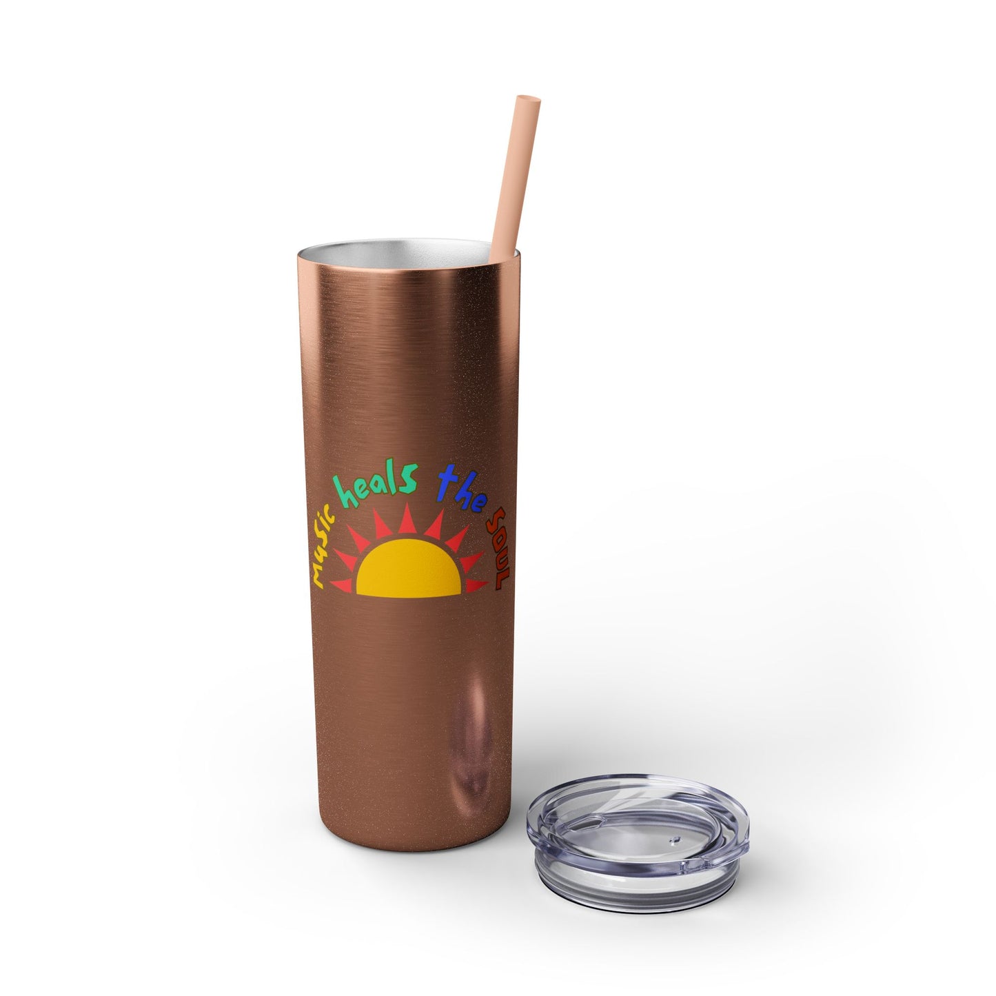 Music Heals The Soul Skinny Tumbler with Straw, 20oz