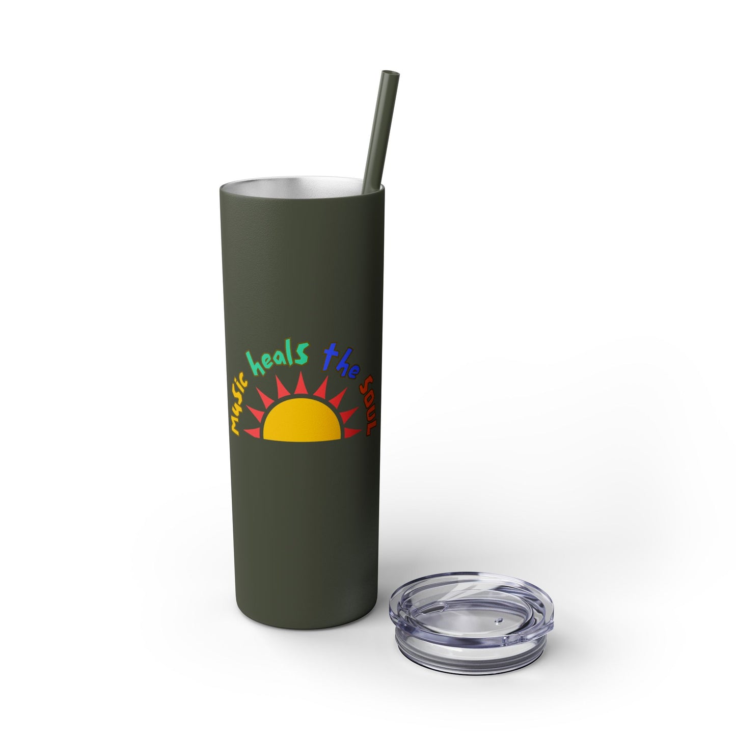 Music Heals The Soul Skinny Tumbler with Straw, 20oz