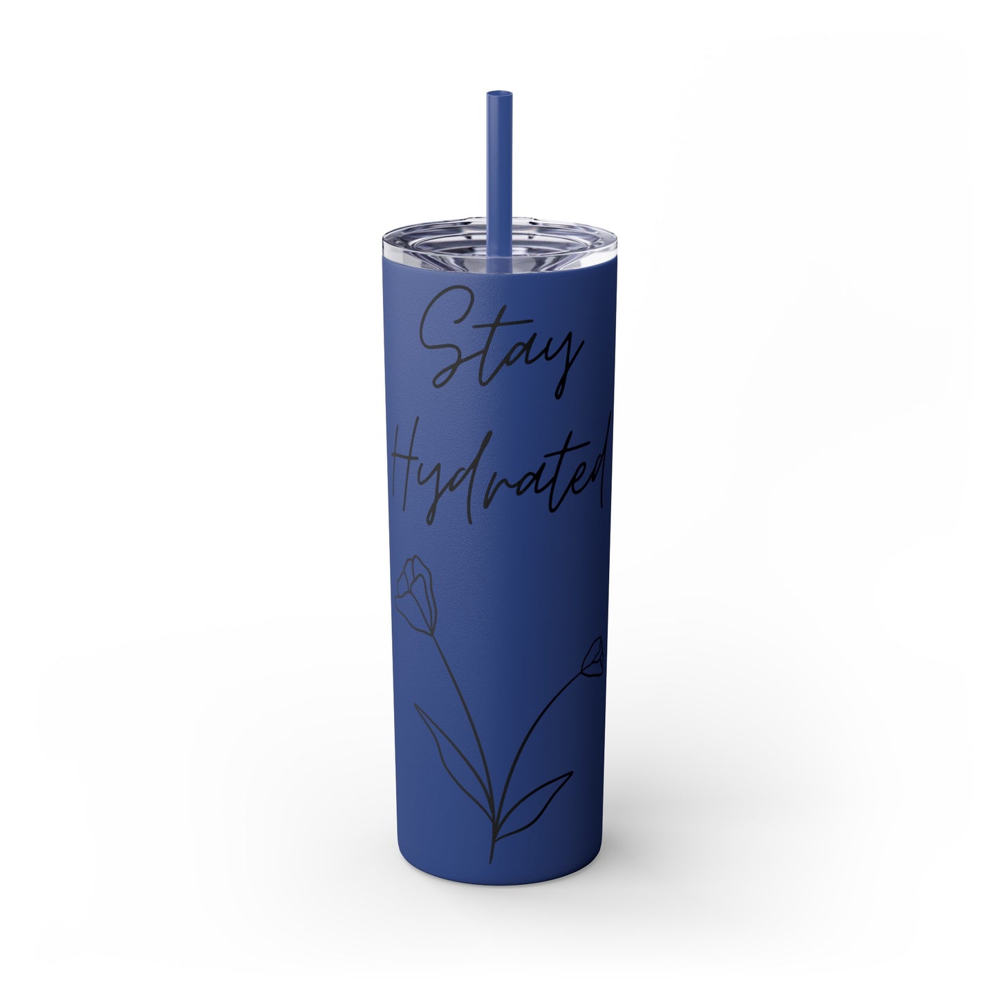 Stay Hydrated with Roses Skinny Tumbler with Straw, 20oz