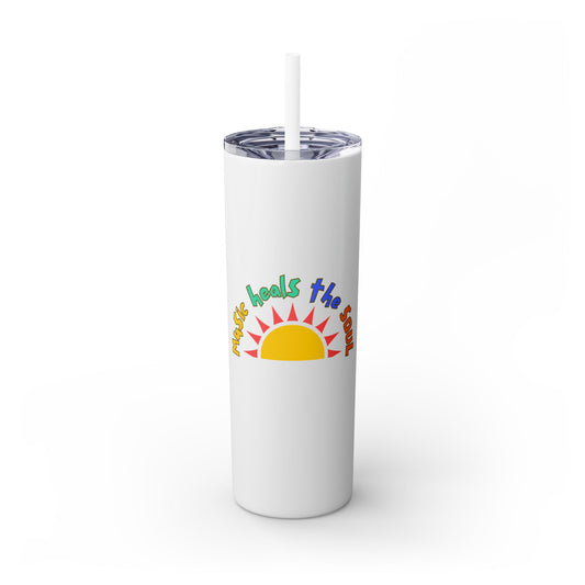 Music Heals The Soul Skinny Tumbler with Straw, 20oz