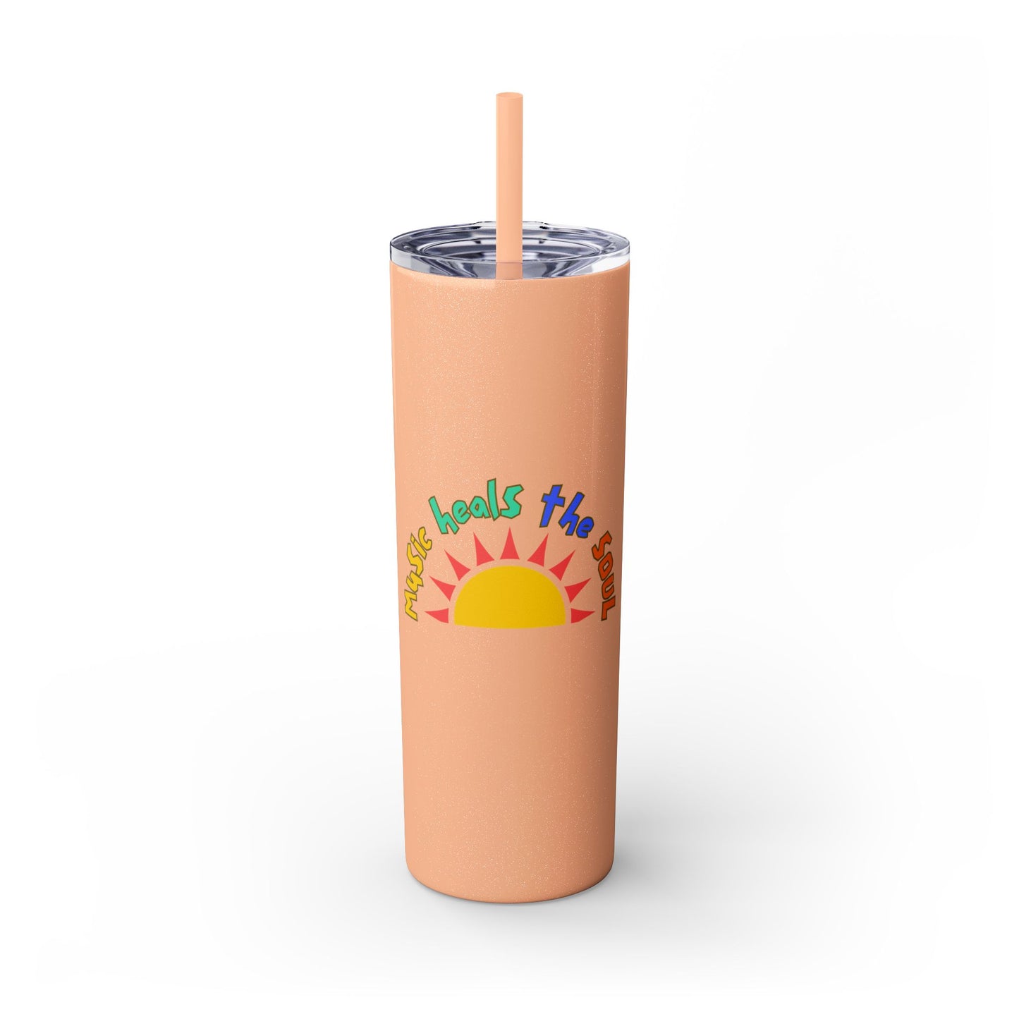 Music Heals The Soul Skinny Tumbler with Straw, 20oz