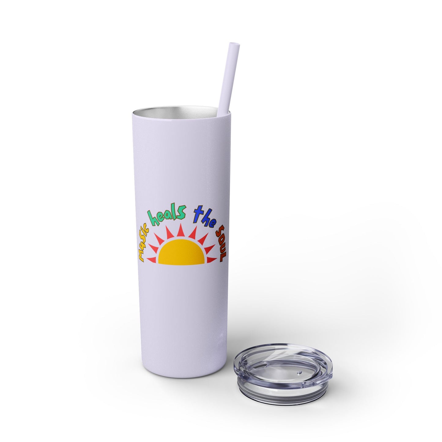 Music Heals The Soul Skinny Tumbler with Straw, 20oz