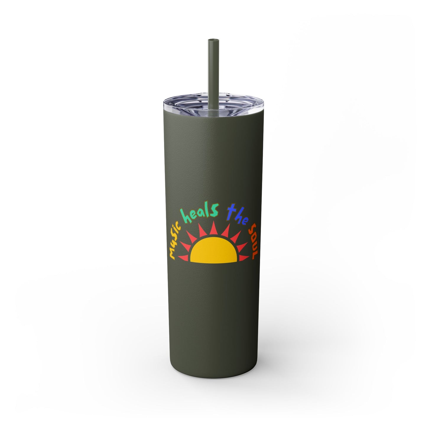 Music Heals The Soul Skinny Tumbler with Straw, 20oz