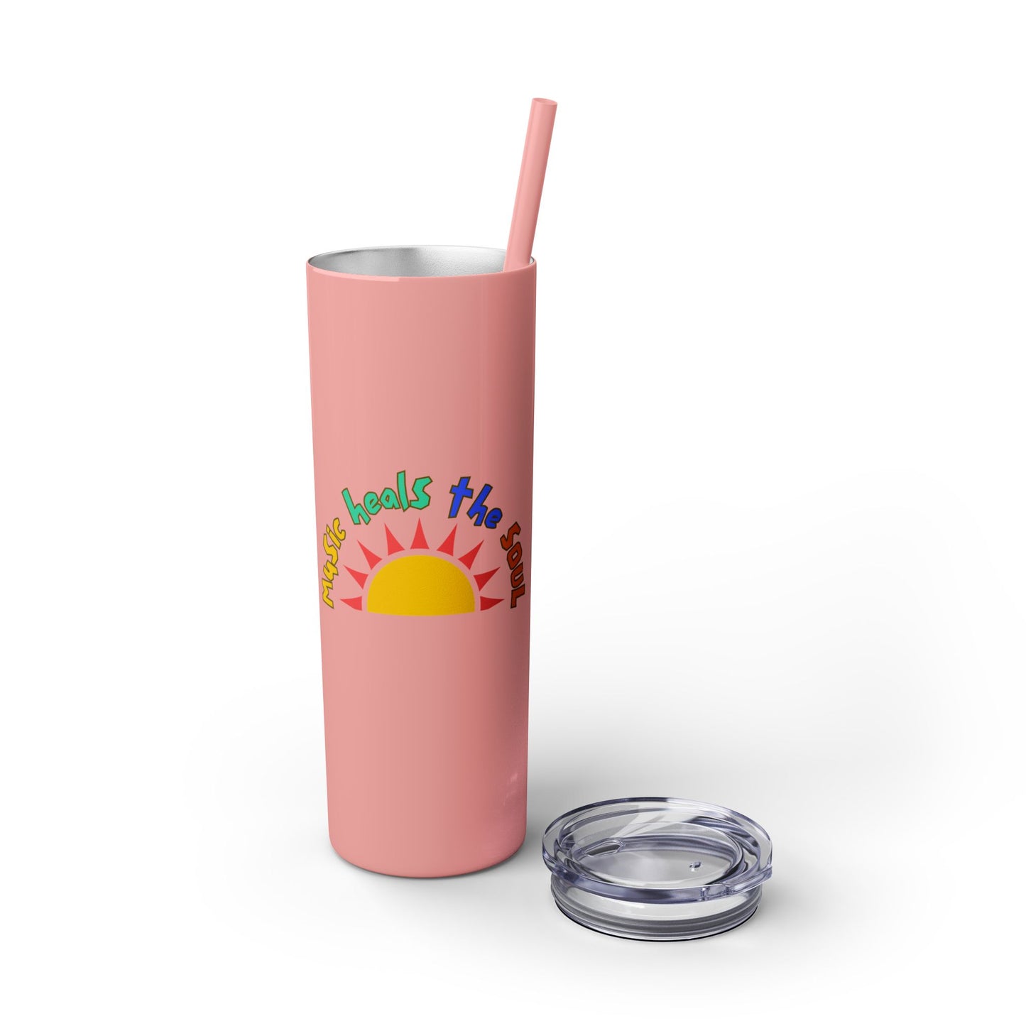 Music Heals The Soul Skinny Tumbler with Straw, 20oz