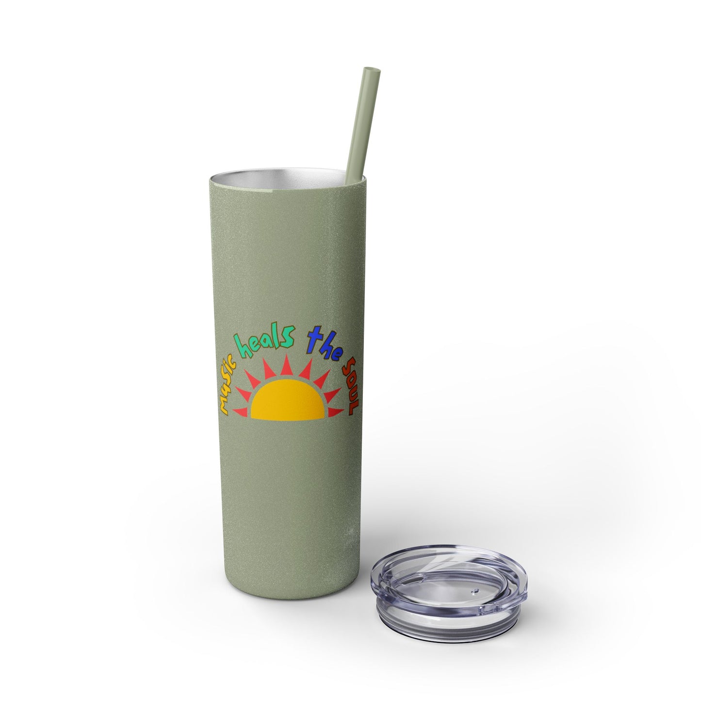 Music Heals The Soul Skinny Tumbler with Straw, 20oz