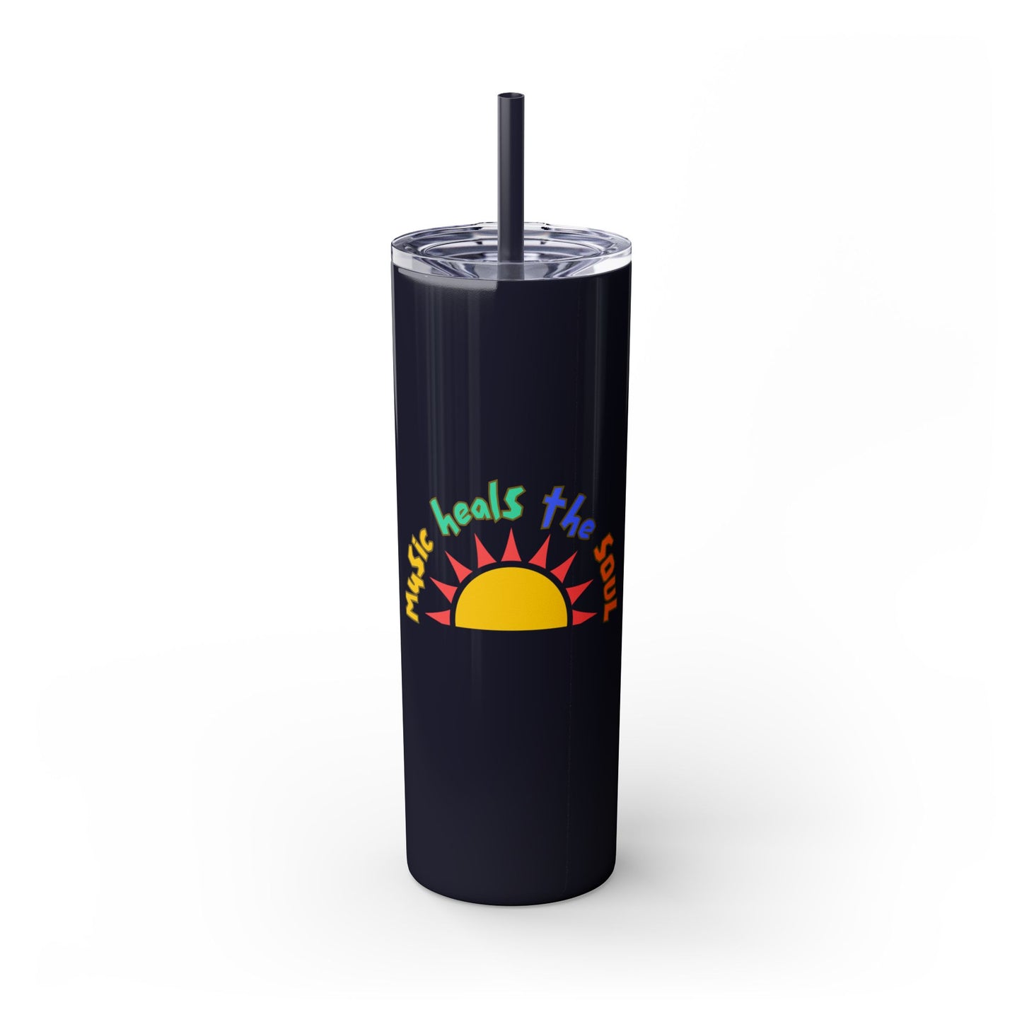 Music Heals The Soul Skinny Tumbler with Straw, 20oz