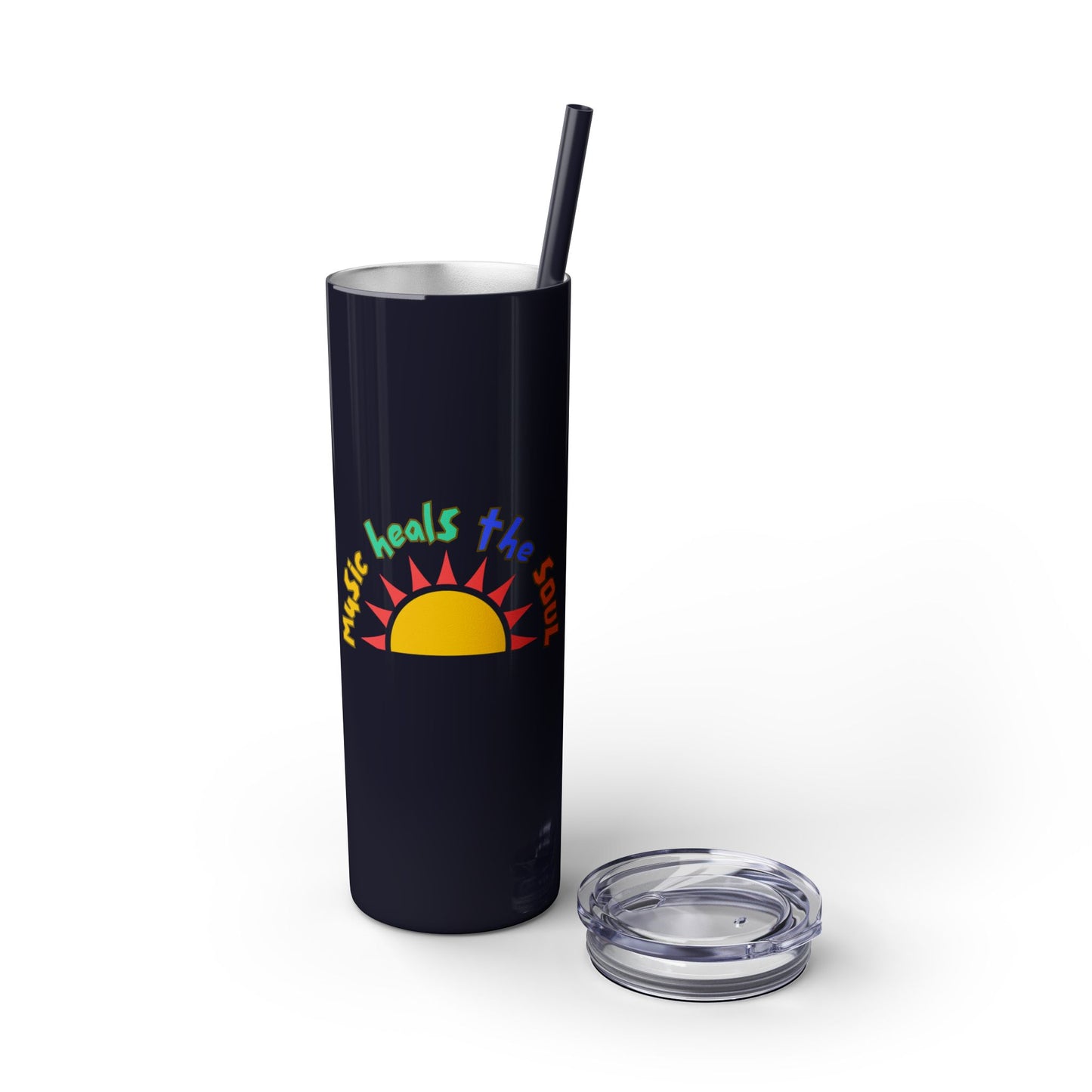 Music Heals The Soul Skinny Tumbler with Straw, 20oz