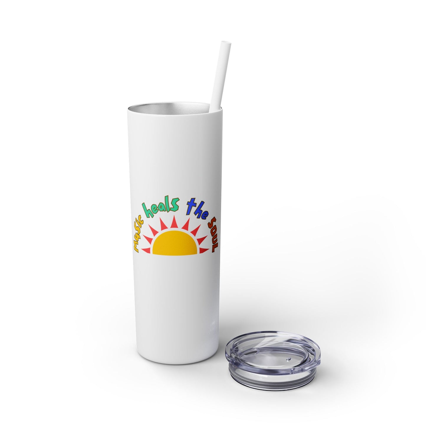 Music Heals The Soul Skinny Tumbler with Straw, 20oz