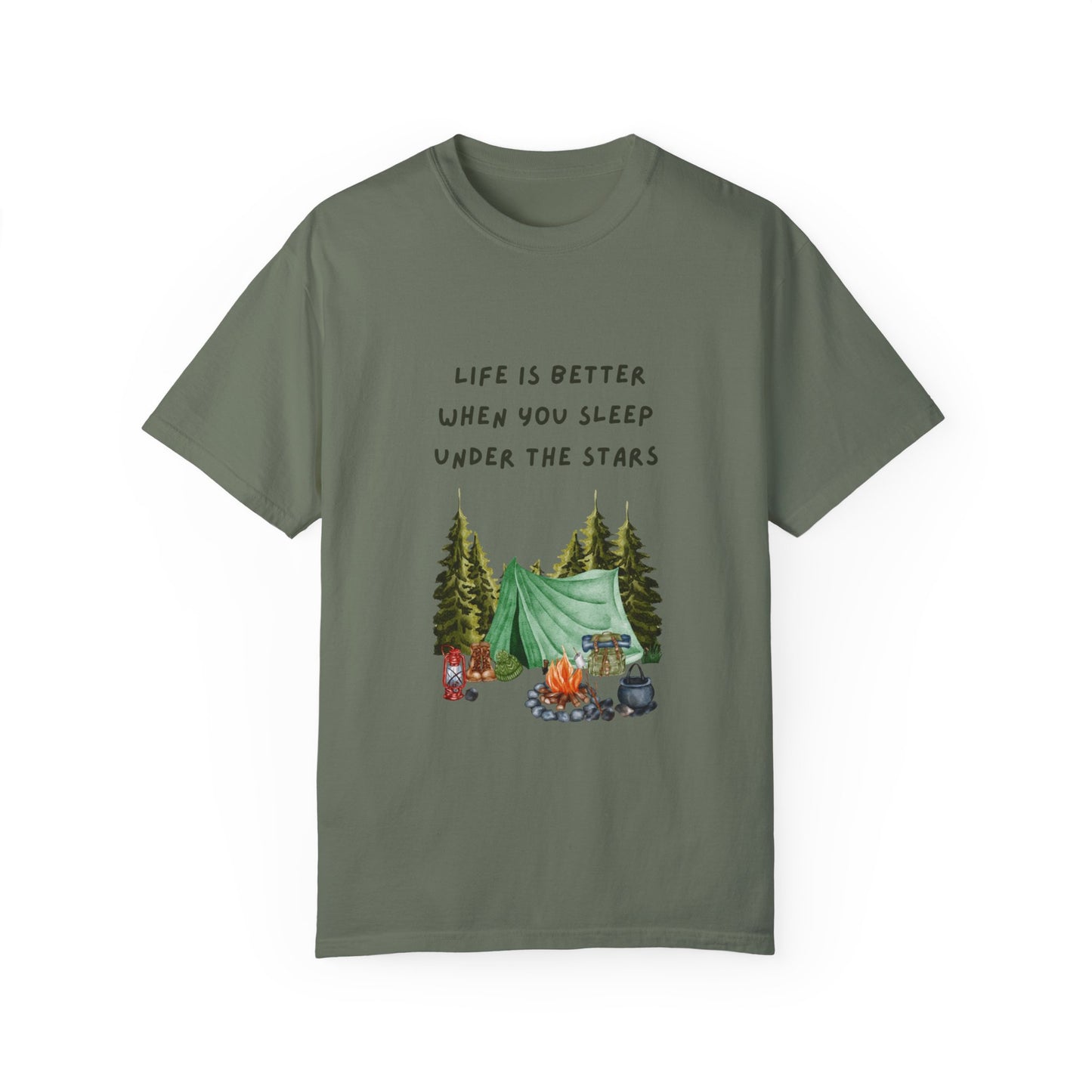 Life is Better When You Sleep Under the Stars Unisex Garment-Dyed T-shirt