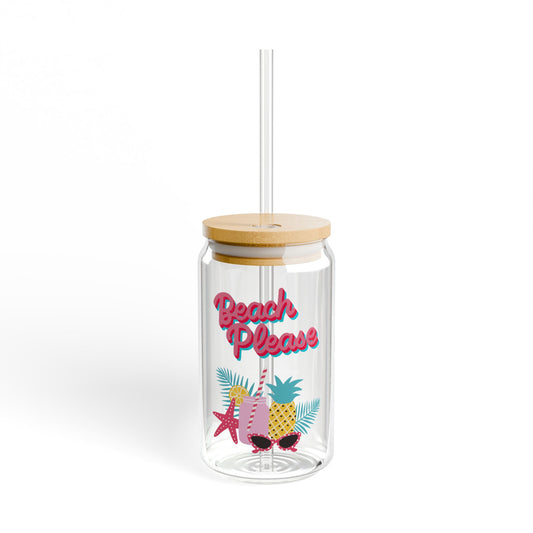 Beach Please Sipper Glass, 16oz