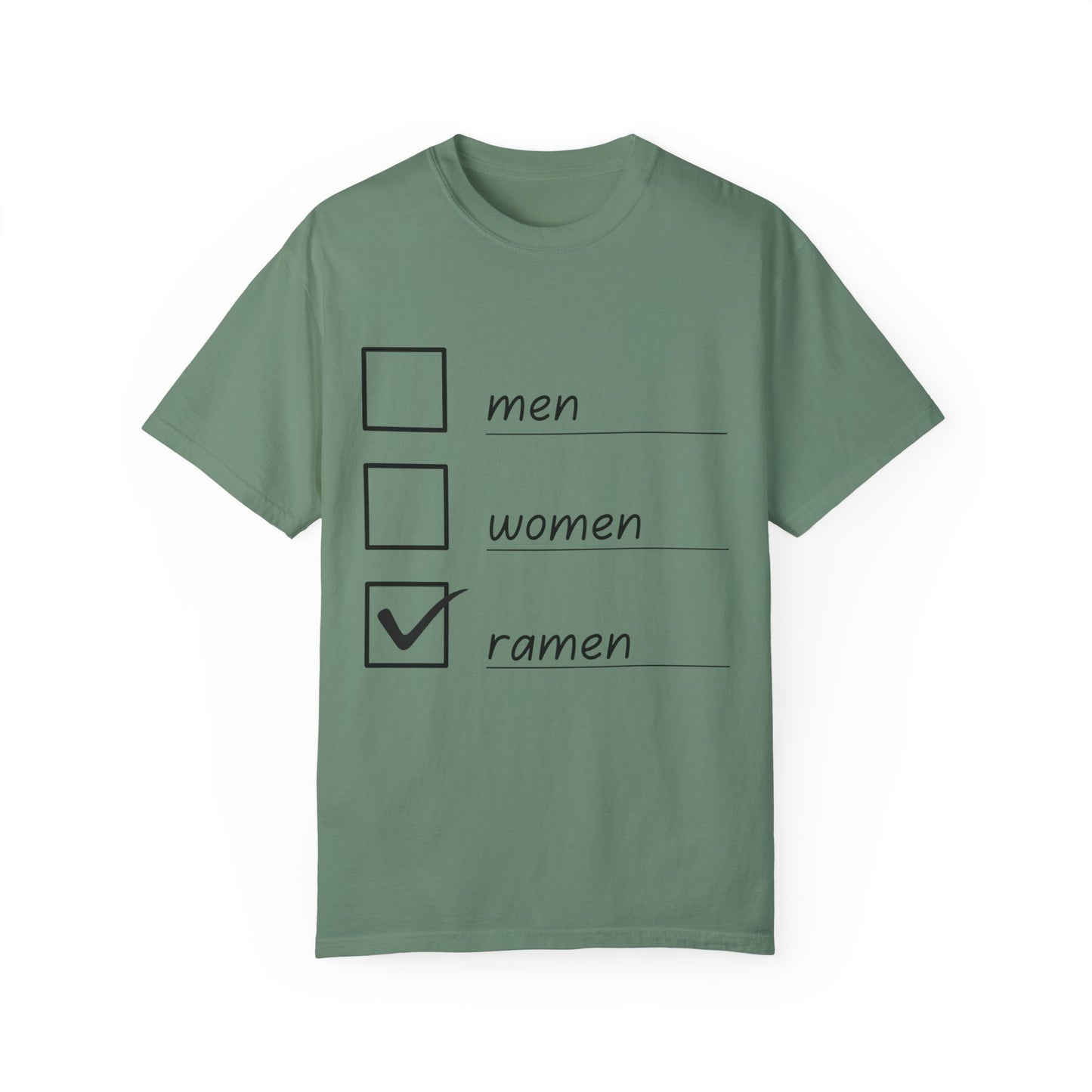 Men, Women, Ramen Checklist Unisex Garment-Dyed T-shirt